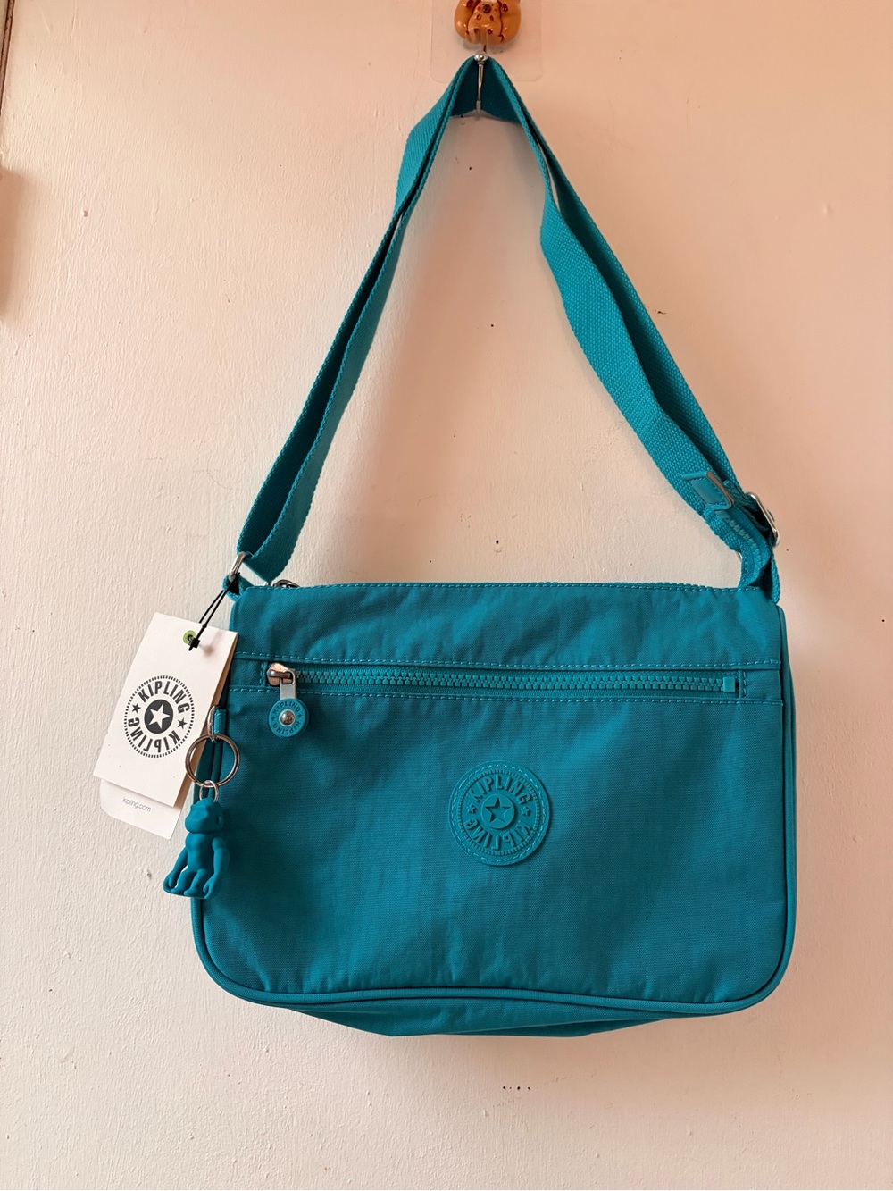 Kipling Teal Blue Crossbody Bag with Key Charm